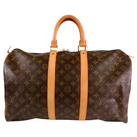 Brown Louis Vuitton Monogram Keepall 45 Travel Bag