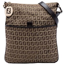 Borsa a tracolla in tela Fendi Zucchino beige