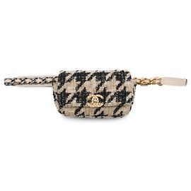 Borsa a cintura 19 in tweed pied-de-poule beige Chanel