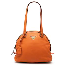 Borsa Satchel Dome Prada Vitello Daino arancione