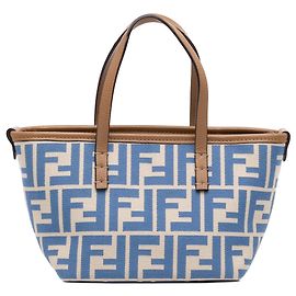 Borsa satchel blu Fendi Mini Zucca Jacquard Roll