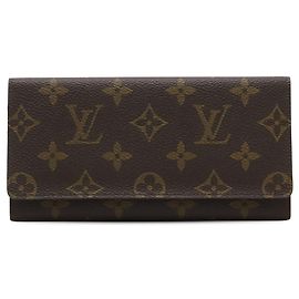Cartera larga Louis Vuitton Monogram Porte Yen 3 Cartes Credit Marrón