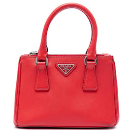 Borsa Prada Mini Saffiano Lux Galleria Double Zip Rossa