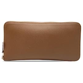 Portefeuille long Hermès Epsom Silk In Classique Marron