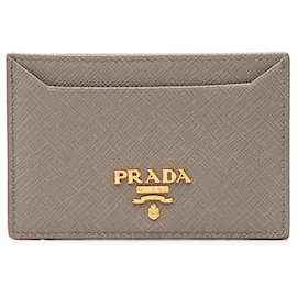 Brauner Prada Saffiano Kartenhalter