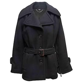 Schwarzer Woll-Peacoat mit Gürtel von Viktor & Rolf Größe IT 40