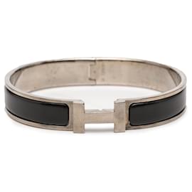 Black Hermès Narrow Enamel Clic H Bracelet PM