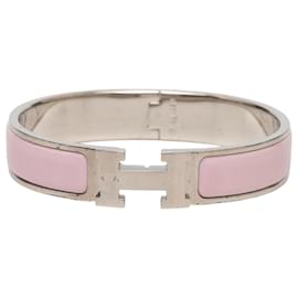 Pink Hermès Narrow Enamel Clic H Bracelet PM