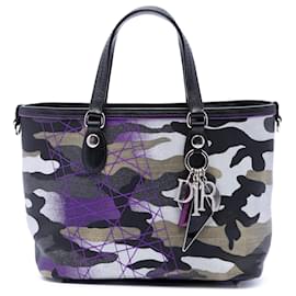 Tote di shopping Dior Anselm Reyle Mini in tela mimetica viola