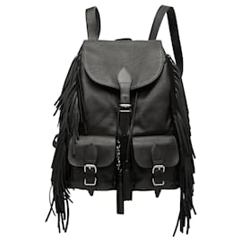 Schwarzer Saint Laurent Festival Rucksack aus Kalbsleder