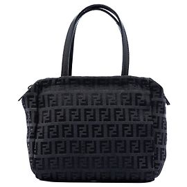 Borsa a mano in tela Fendi Zucchino nera