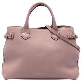 Borsa a tracolla Burberry in pelle di vitello e House Check rosa, misura Medium