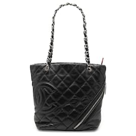 Tote Cotton Club in pelle di vitello invecchiata trapuntata nera Chanel Small