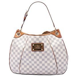 Sac à épaule Louis Vuitton Damier Azur Galliera PM blanc