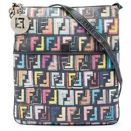 Borsa a tracolla Fendi Multicolor Zucca Spalmati Forever nera