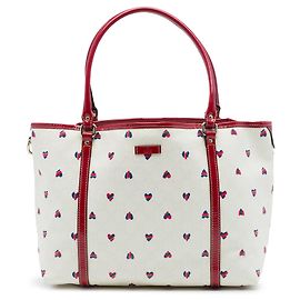 Tote Joy Gucci Medium GG Supreme Hearts bianco