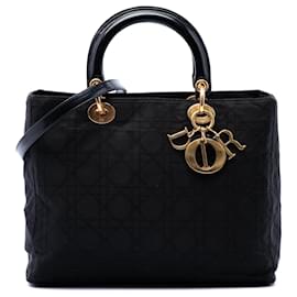 Borsa Lady Dior Satchel Large in nylon Cannage nero Dior
