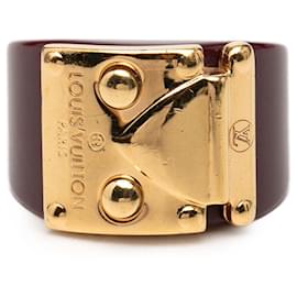 Louis Vuitton Lock Me Ring aus roter Harz und vergoldet M