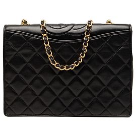 Borsa a tracolla Chanel CC in agnello trapuntato nero
