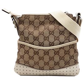 Bolsa Tiracolo Gucci Small GG Canvas Perforated Bege