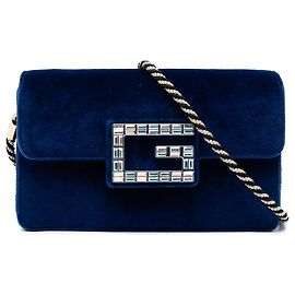 Borsa a tracolla Gucci Crystal G Velvet Broadway blu