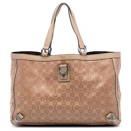 Bolso Tote Abbey de cuero beige Gucci con anilla en D y bocado