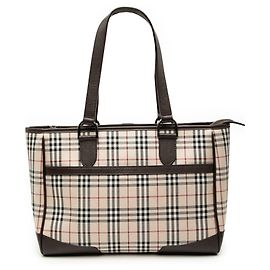 Burberry House Check Canvas Tote in Beige