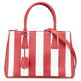 Borsa Prada Galleria Small Bicolor Saffiano Double Zip, Rossa