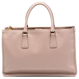 Borsa Tote Satchel Prada Saffiano Lux marrone con doppia zip