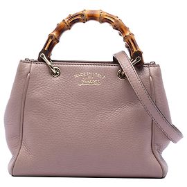 Borsa Gucci Mini Bamboo Shopper in pelle di vitello rosa