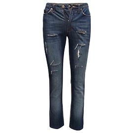 Dolce & Gabbana Pantalones Patchwork D&G en Denim Medium Wash & Glen Plaid Talla IT 42