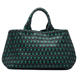 Borsa Satchel Prada in Broccato Canapa Verde