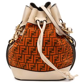 Borsa bucket Orange Fendi Mini Zucca Suede Mon Tresor
