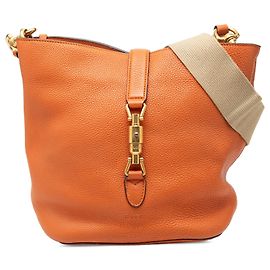 Borsa a secchiello Soft Jackie Gucci in pelle di vitello grana grossa Orange