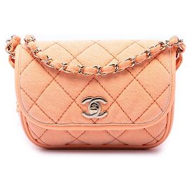 Borsa a tracolla Chanel Mini CC Quilted Denim Messenger Flap Arancione