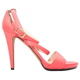 Jimmy Choo Riemchen-Sandaletten mit Absatz aus rosa Leder Größe 42