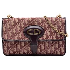 Borsa a tracolla con catena Dior Oblique Canvas Burgundy