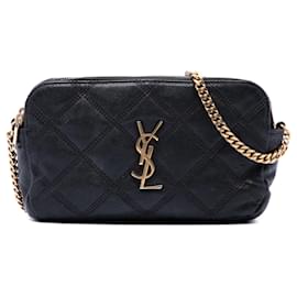 Borsa a tracolla Mini Becky Double Zip in pelle di agnello matelassé nera Saint Laurent