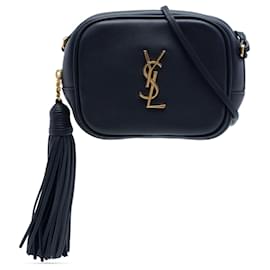 Borsa Blogger Monogram in pelle di vitello blu Saint Laurent