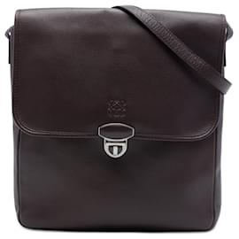 Borsa a tracolla in pelle marrone con patta Anagram LOEWE