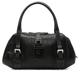 Borsa a mano Senda in pelle goffrata nera LOEWE