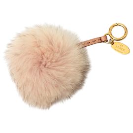 Fendi Selleria Schlüsselanhänger Pompon aus Fuchsfell Rosa