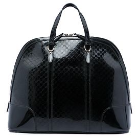 Borsa Dome Top Handle Large Microguccissima in vernice nera Gucci