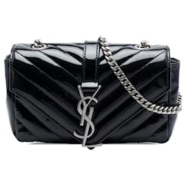 Saint Laurent Baby Chevron Patent Classic Monogram Kettentasche schwarz