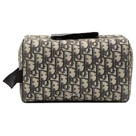 Necessaire Clutch Lingot in tela Dior Oblique blu
