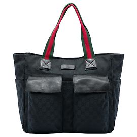 Tote Gucci GG Canvas Web con doppie tasche, Nero