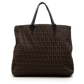 Tote Fendi Zucchino em lona castanha