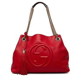 Borsa Tote Soho Chain Gucci Medium in pelle di vitello rossa