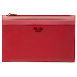 Clutch Portfolio con Zip in Saffiano Tricolore Rosso Prada