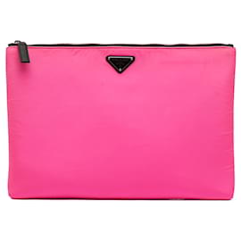 Clutch matelassé con zip Prada Tessuto Rosa